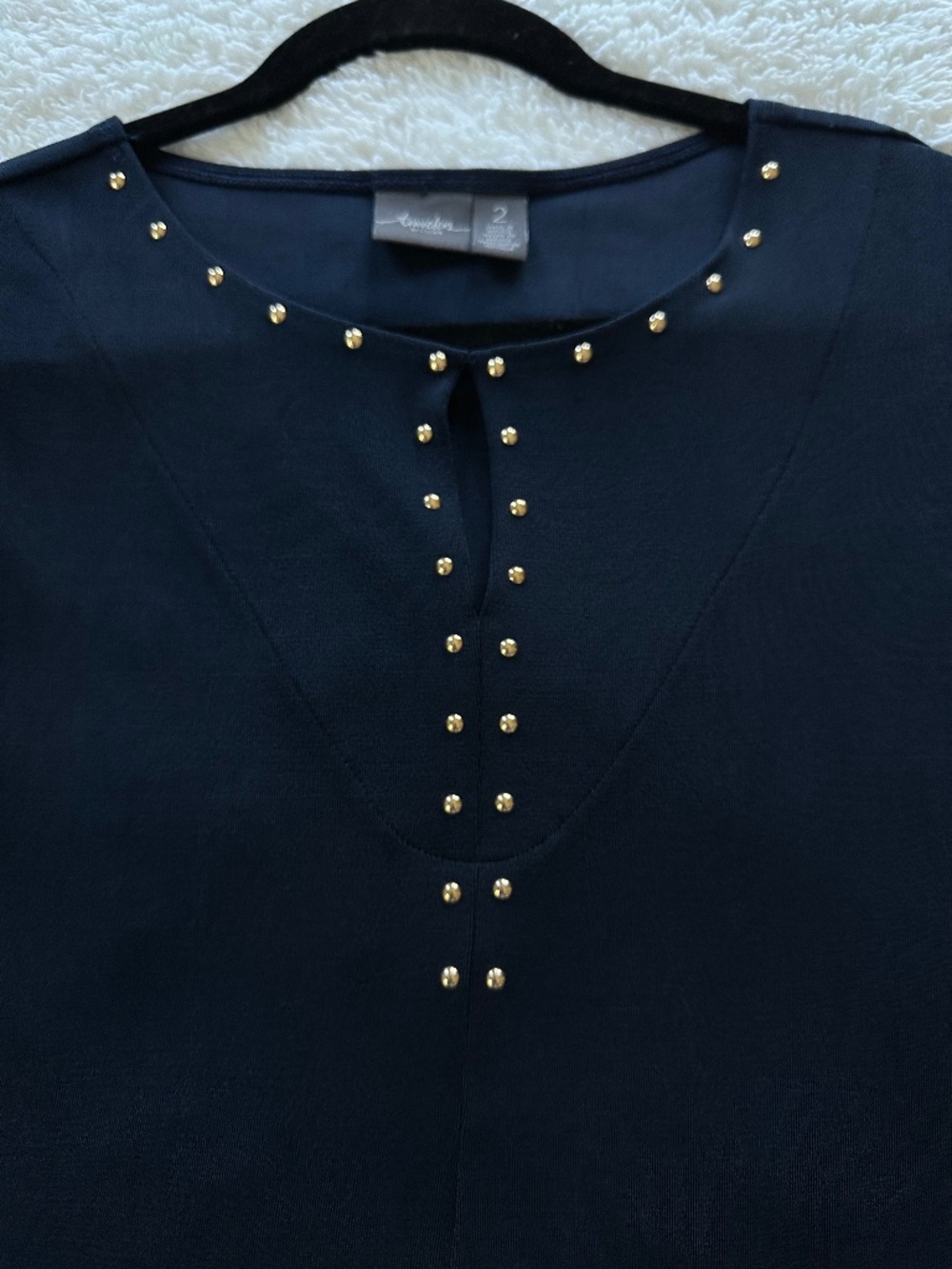 Chico's Travelers Ink Navy Tunic with Gold studs Chico's Size 2 / US 12 /L